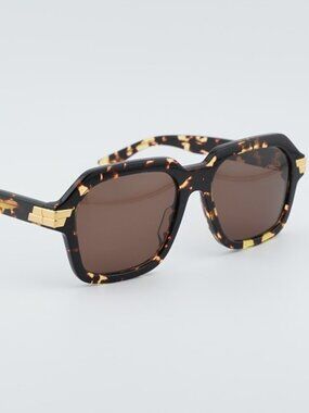 Bottega Veneta BV1123S 002 Sunglasses Havana Aviator Frame, Brown Lenses